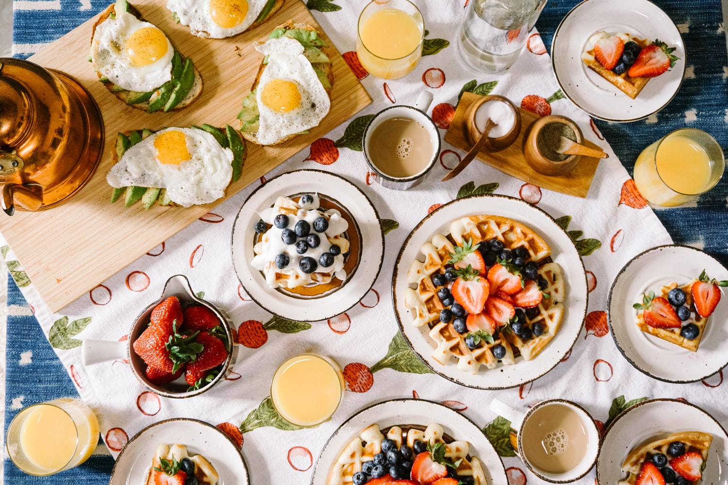 a large breakfast spread